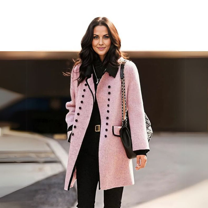 Vada™ | Elegant Ladies Long Coat with Button Closure