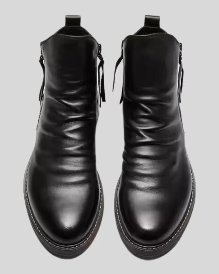 FRENJO™ | Leather Ankle Boots with Side Zip