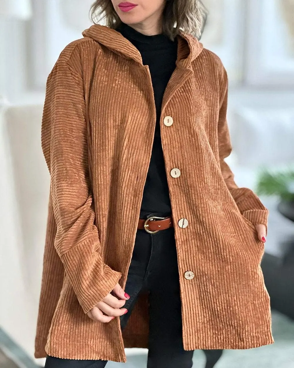 Amayah™ | Ladies Casual Corduroy Jacket with Hood