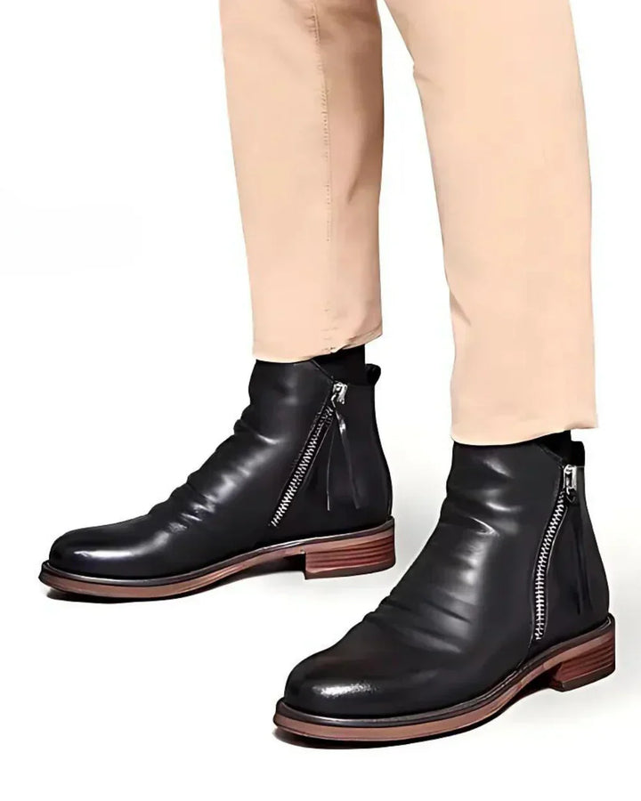 FRENJO™ | Leather Ankle Boots with Side Zip