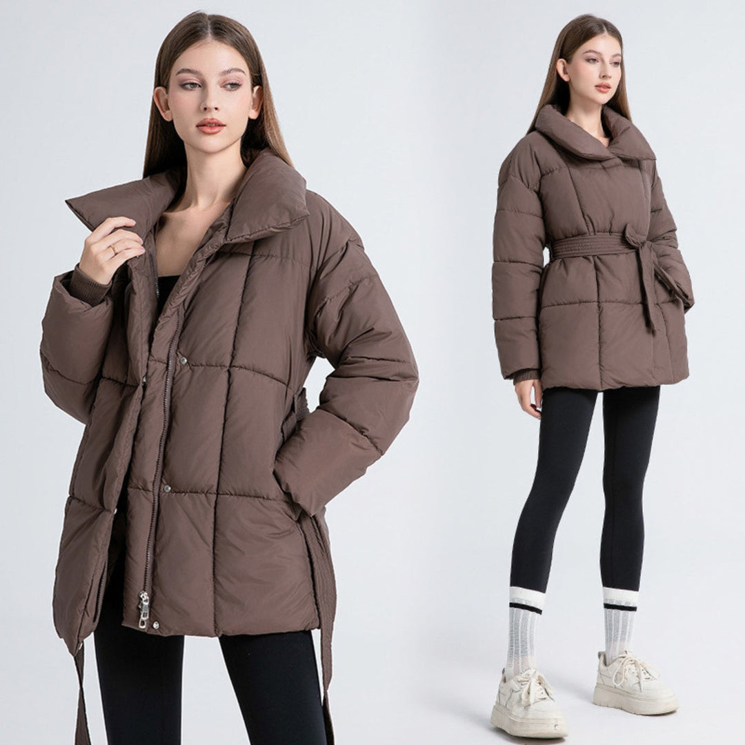 Jody ™ | Women's Slim Winter Parka with Belt and Thick Collar