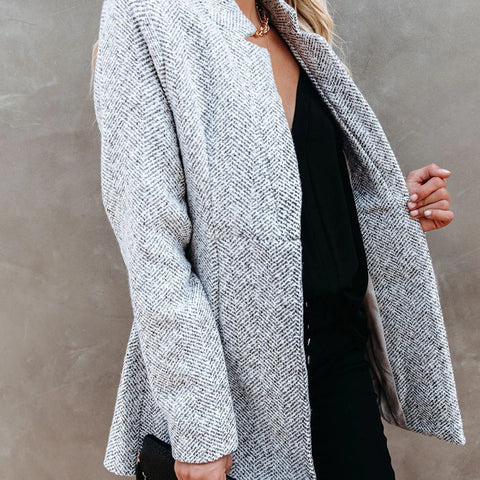 Matilda™ | Elegant Grey Mid-Length Blazer for Women