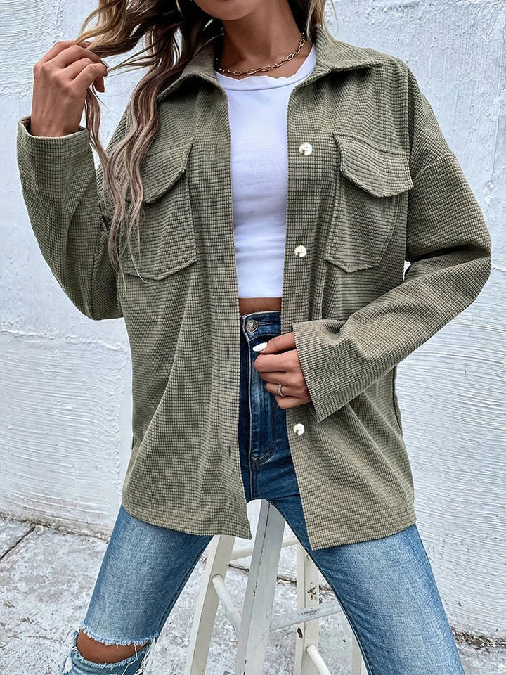 Tamarah™ | Women's Green Cotton Winter Coat with Pockets