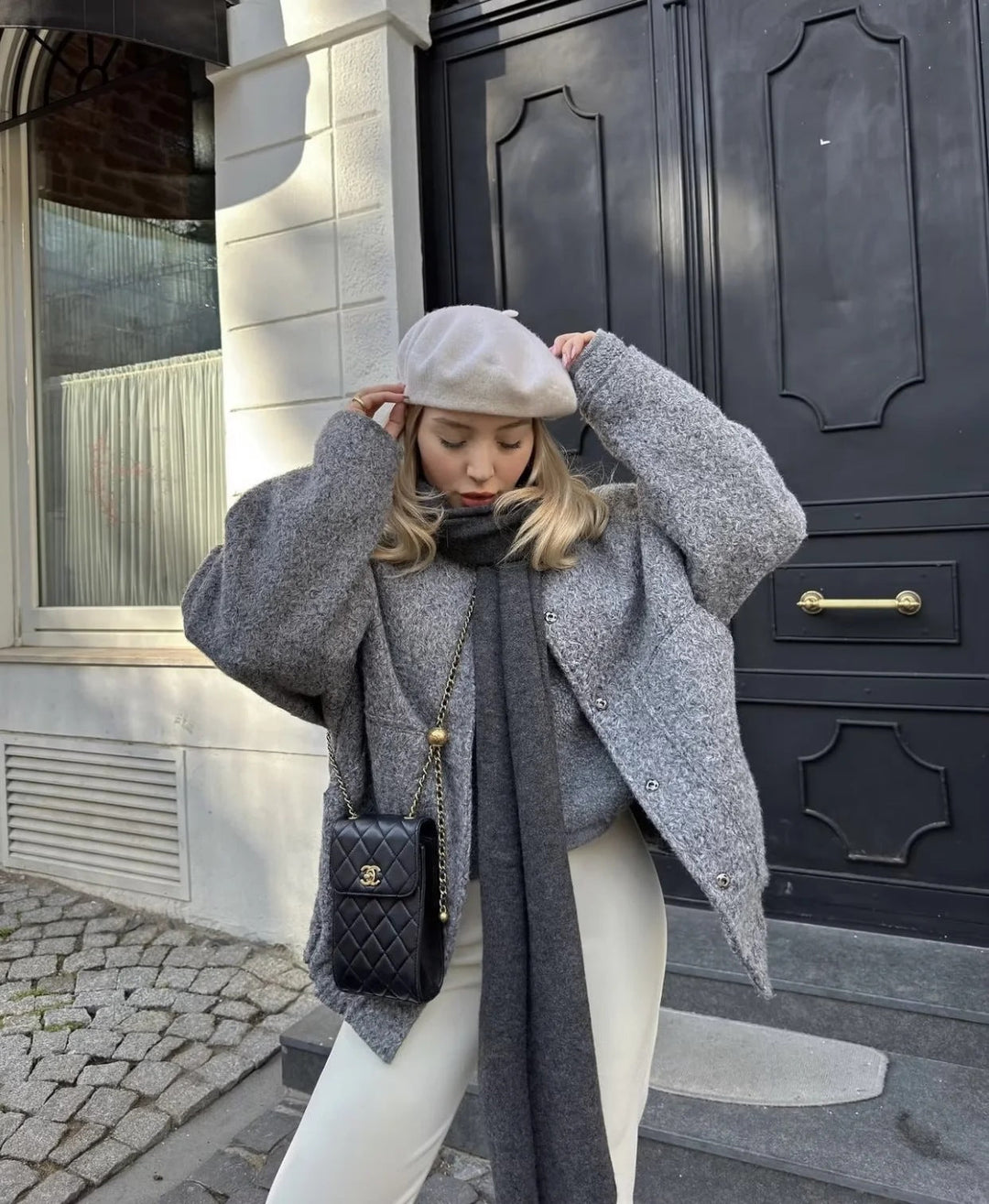 Esmeralda™ | Oversized Wool Coat with Round Neck and Buttons