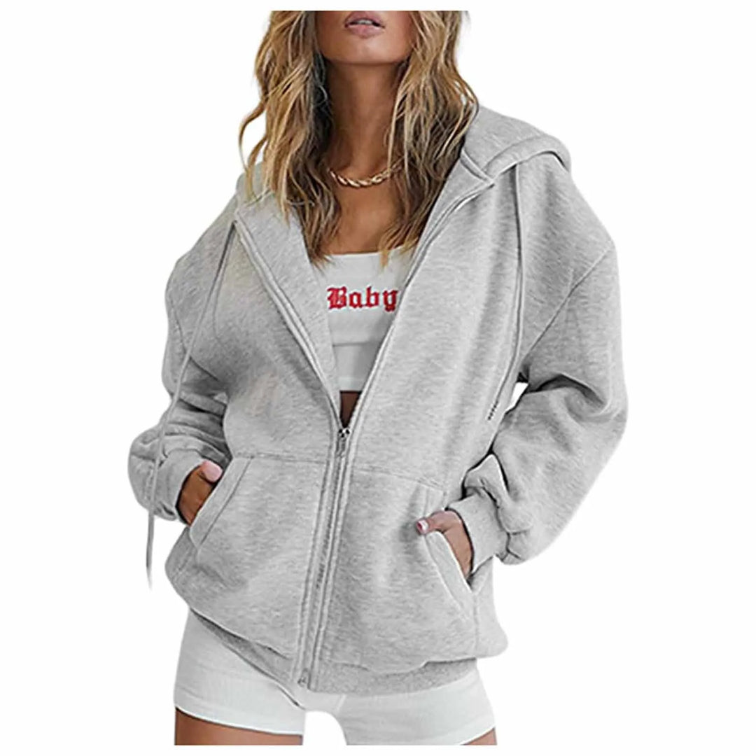 Gracie™ | Women's Grey Zip-Up Sweatshirt Hoodies with Pockets