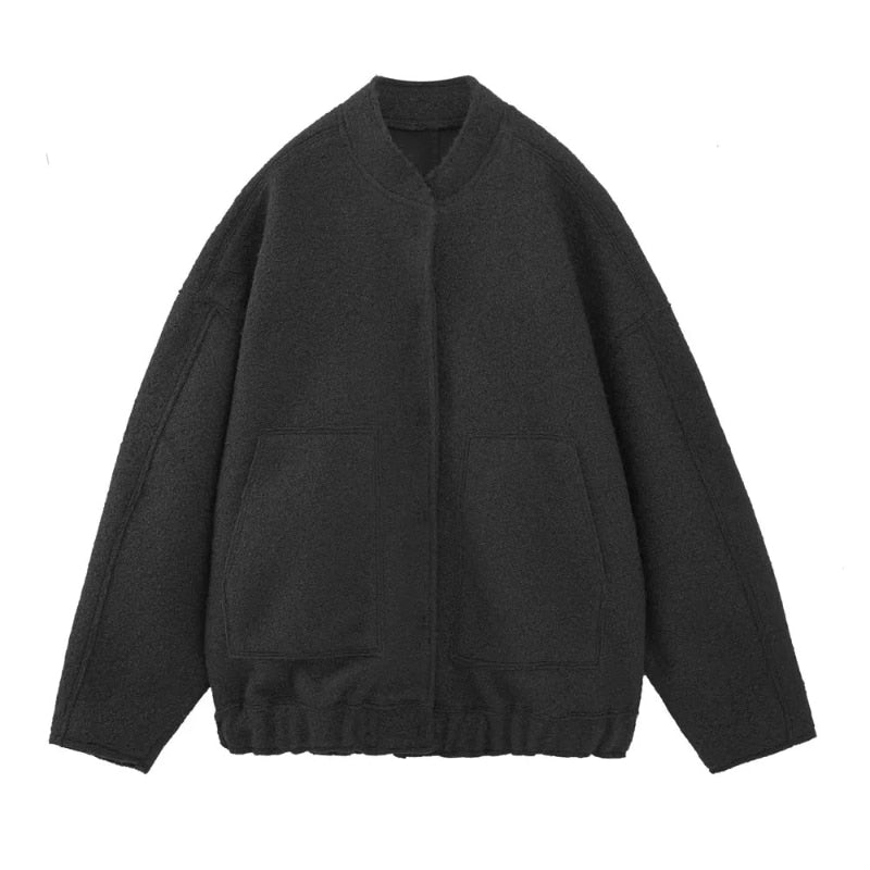 Esmeralda™ | Oversized Wool Coat with Round Neck and Buttons