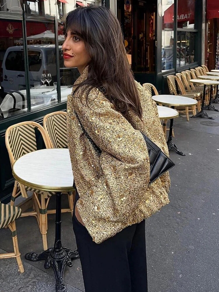 Coraline™ | Stunning Golden Crocheted Jacket for Women