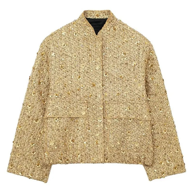 Coraline™ | Stunning Golden Crocheted Jacket for Women